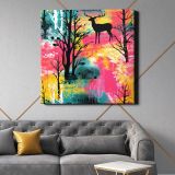 Forest with animal pattern backgrounds painting mammal — alternate room view