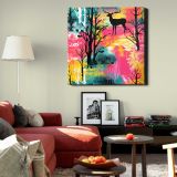 Forest with animal pattern backgrounds painting mammal — alternate room view