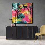 Forest with animal pattern backgrounds painting mammal — alternate room view