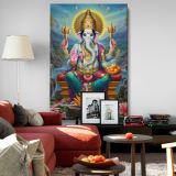 Ganesha on Golden Throne - Sweet Bowl & Divine Aura canvas wall art