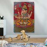 Ganesha on Lotus Throne - Vibrant Hindu Folk Art Scene canvas wall art - Image 2
