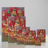 Ganesha on Lotus Throne - Vibrant Hindu Folk Art Scene canvas wall art - Image 4