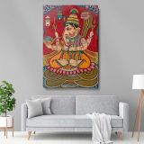 Ganesha on Lotus Throne - Vibrant Hindu Folk Art Scene canvas wall art - Image 5