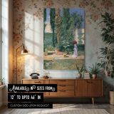 Garden of the Fortuny Residence by Mariano Fortuny - Red Umbrella and Trees canvas wall art