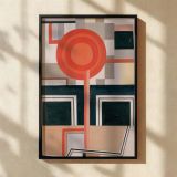 Geometric Blocks - Fernand Leger Abstract Composition in Red, Grey, and Beige canvas wall art - Image 2