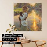 Girl Holding a Black Cat by the Water — room mockup view 6