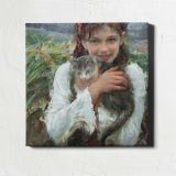 Girl Holding a Cat by Daniel Gerhartz — room mockup view 1