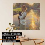 Girl Holding a Cat by the Water by Daniel Gerhartz — room mockup view 6