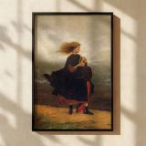 Girl I Left Behind by Eastman Johnson - Windy Shore and Blue Cape Scene canvas wall art - Image 2