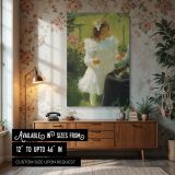 Girl in White by Frank Weston Benson - Summer Garden and Soft Light canvas wall art