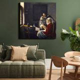 Girl Interrupted at Her Music (ca. 1660–1661) famous painting.Johannes VERMEER — room mockup view 15