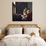 Girl Interrupted at Her Music (ca. 1660–1661) famous painting.Johannes VERMEER — room mockup view 17