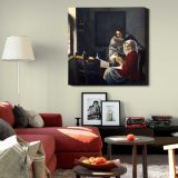 Girl Interrupted at Her Music (ca. 1660–1661) famous painting.Johannes VERMEER — room mockup view 22