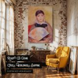Girl with a Fan - Pierre-Auguste Renoir Soft Colors with Delicate Face canvas wall art - Image 3