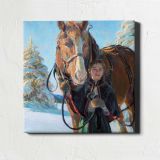 Girl with a Horse in Winter — room mockup view 1