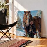 Girl with a Horse in Winter — room mockup view 2