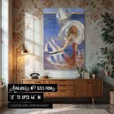 Girl with Sailboat by Edmund Tarbell - Bright Water and Summer Dress canvas wall art