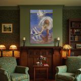Girl with Sailboat by Edmund Tarbell - Bright Water and Summer Dress canvas wall art - Image 4