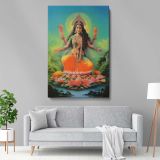 Goddess Lakshmi - Vibrant Lotus Throne and Divine Halo canvas wall art - Image 5