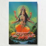 Goddess Lakshmi - Vibrant Lotus Throne and Divine Halo canvas wall art - Image 7