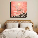 Gold silver pink santas reindeer flying drawing nature mammal — alternate room view
