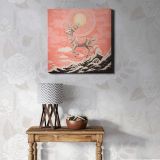 Gold silver pink santas reindeer flying drawing nature mammal — alternate room view