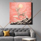 Gold silver pink santas reindeer flying drawing nature mammal — alternate room view