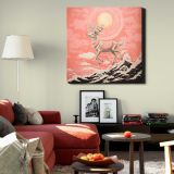 Gold silver pink santas reindeer flying drawing nature mammal — alternate room view