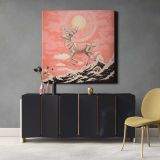 Gold silver pink santas reindeer flying drawing nature mammal — alternate room view