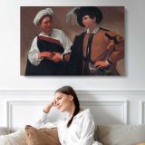 Good Luck by Caravaggio - single-panel canvas displayed above a sofa