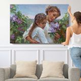 Grandmothers-garden by Daniel Gerhartz - single-panel canvas shown with a person for scale
