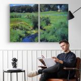 Green River Meadow - two-panel canvas displayed in a reading room