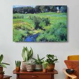 Green River Meadow - single-panel canvas displayed above a console table