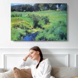 Green River Meadow - single-panel canvas displayed above a sofa