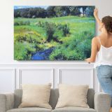Green River Meadow - single-panel canvas shown with a person for scale
