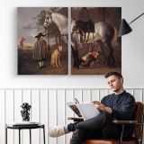 Grey Horse in A Landscape by Aelbert Cuyp - two-panel canvas displayed in a reading room