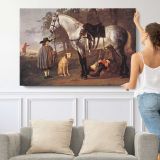 Grey Horse in A Landscape by Aelbert Cuyp - single-panel canvas shown with a person for scale