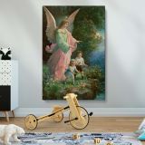 Guardian Angel - Children by Cliff Spiritual Protection Scene canvas wall art - Image 2