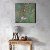 Gustav Klimt Farm Garden with Sunflowers (1907) — room mockup view 1