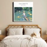 Gustave Caillebotte skiffs art print, famous painting, vintage wall poster — room mockup view 17