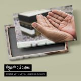 Hands Raised in Prayer at the Kaaba - canvas rear frame and hanging hardware