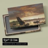 Harbor Scene by Albert Bierstadt - canvas rear frame and hanging hardware