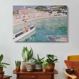 Harbour at Menton by Albert Marquet - single-panel canvas displayed above a console table