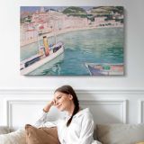 Harbour at Menton by Albert Marquet - single-panel canvas displayed above a sofa