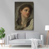 Head of a Young Woman - Elegant Neoclassical Portrait By Jean-Baptiste Greuze canvas wall art - Image 5