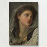 Head of a Young Woman - Elegant Neoclassical Portrait By Jean-Baptiste Greuze canvas wall art - Image 7
