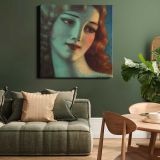 Head of girl with long blonde hair (1923) by Wladyslaw Theodore Benda — room mockup view 15