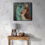 Head of girl with long blonde hair (1923) by Wladyslaw Theodore Benda — room mockup view 1