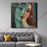 Head of girl with long blonde hair (1923) by Wladyslaw Theodore Benda — room mockup view 21