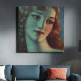 Head of girl with long blonde hair (1923) by Wladyslaw Theodore Benda — room mockup view 3